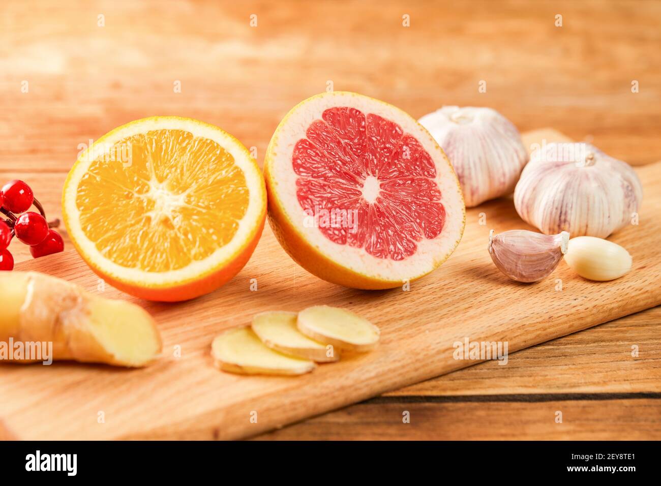A set of healthy food to boost immune system grapefruit, orange