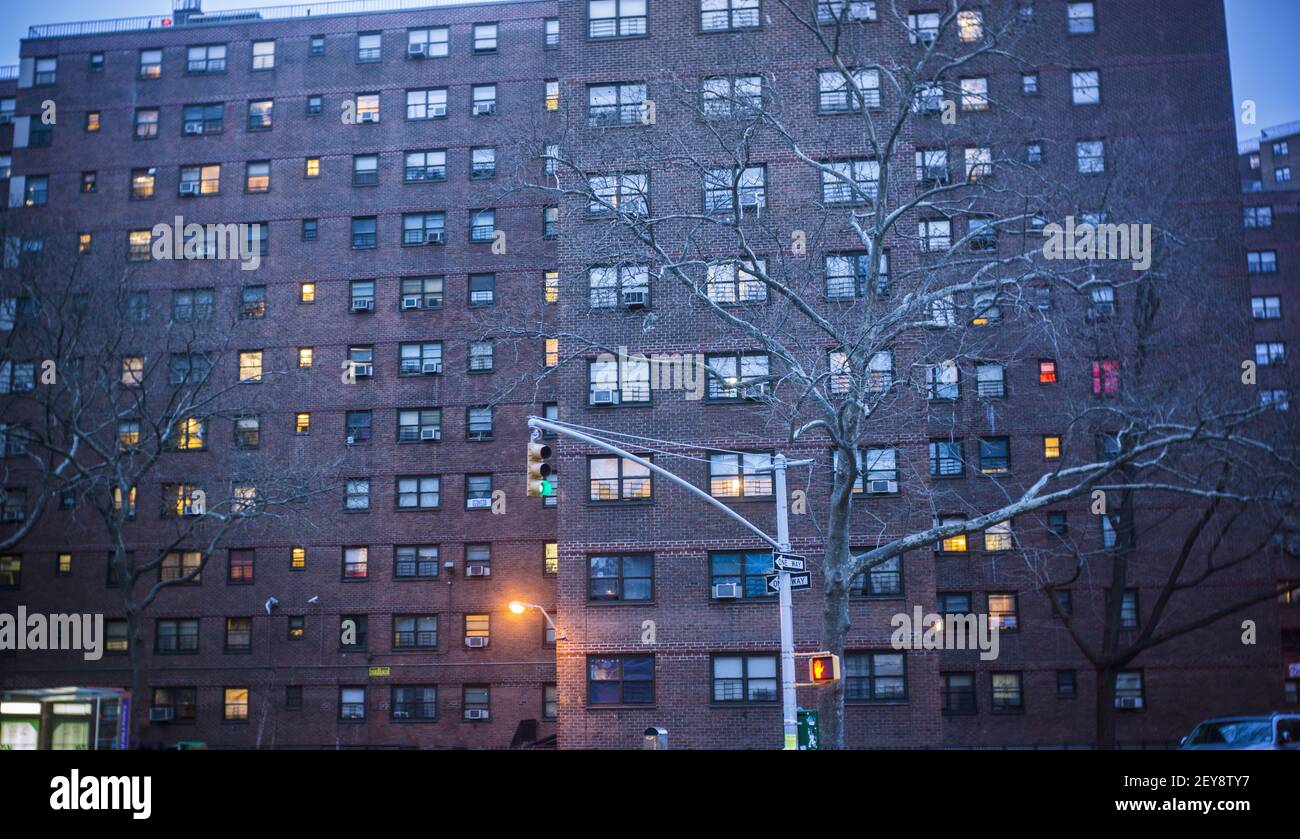 The massive NYCHA Elliot Houses complex of apartments in Chelsea in New