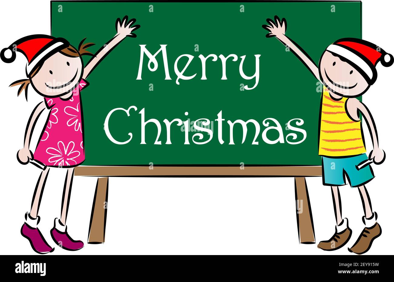 vector cartoon children: Christmas card Stock Photo