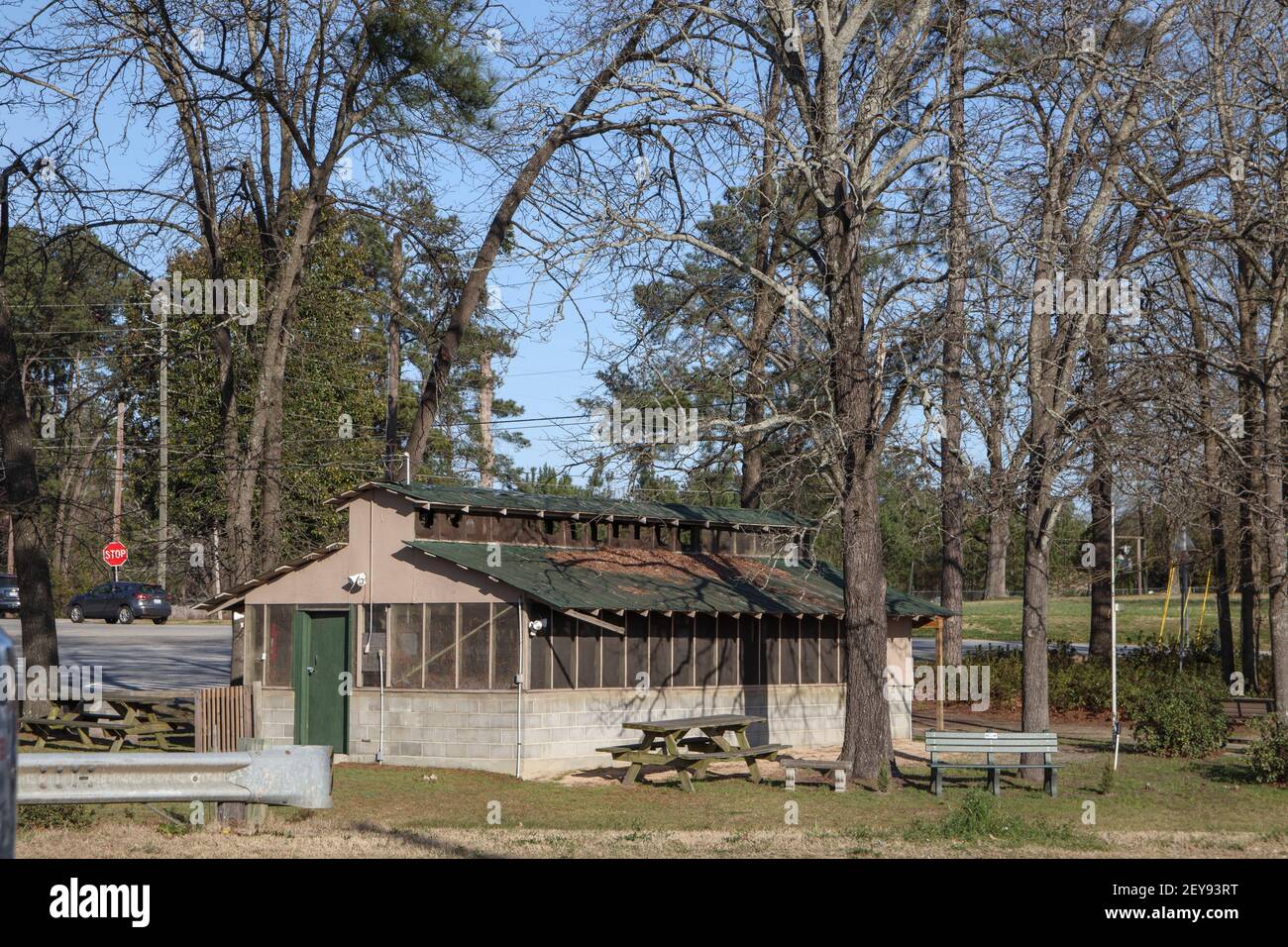 Augusta, Ga USA 03 05 21 Old vintage building with screen windows