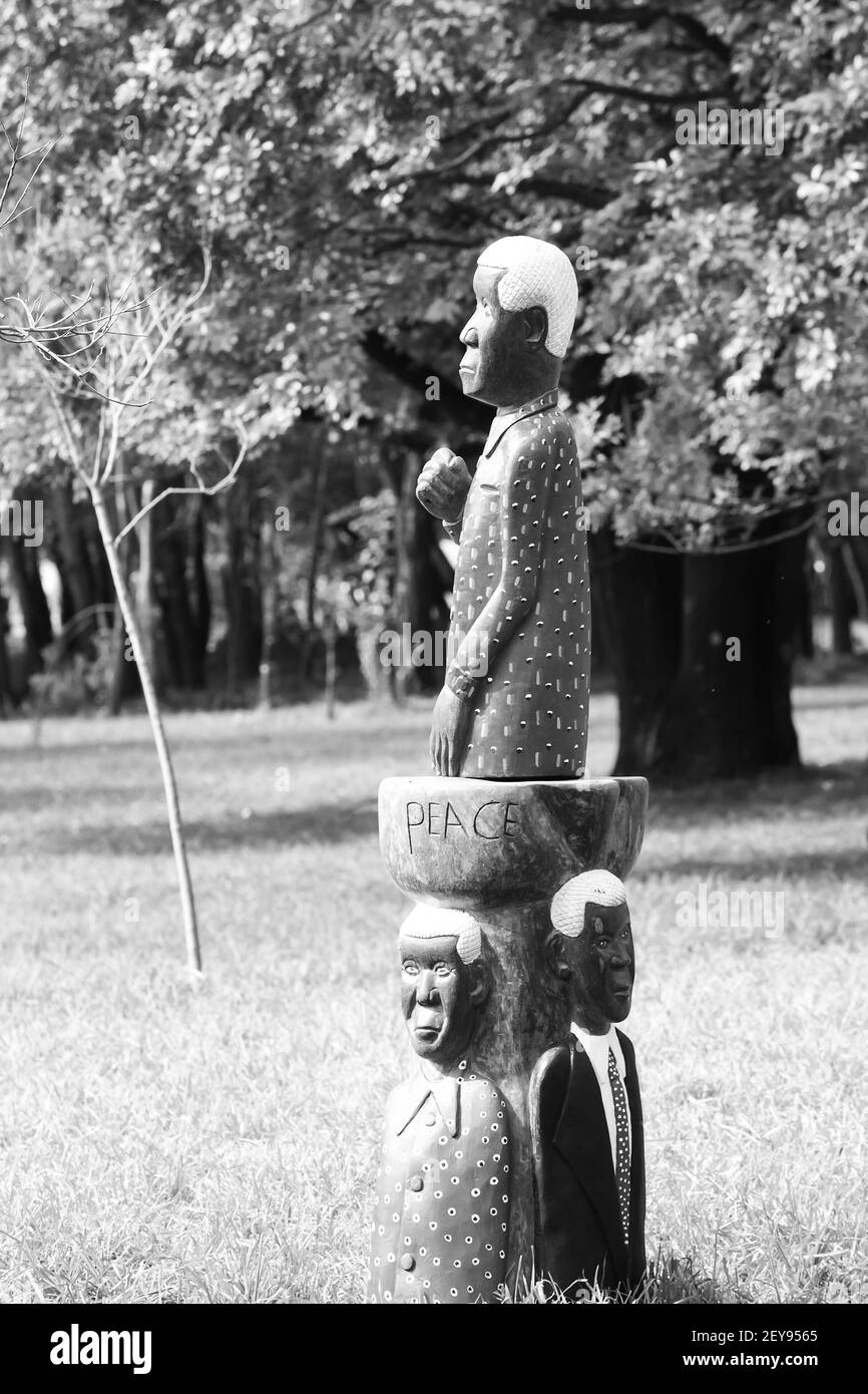 JOHANNESBURG, SOUTH AFRICA - Jan 05, 2021: Johannesburg, South Africa - May 10 2014: Outdoor Art Sculpture Exhibition at Nirox Park Stock Photo