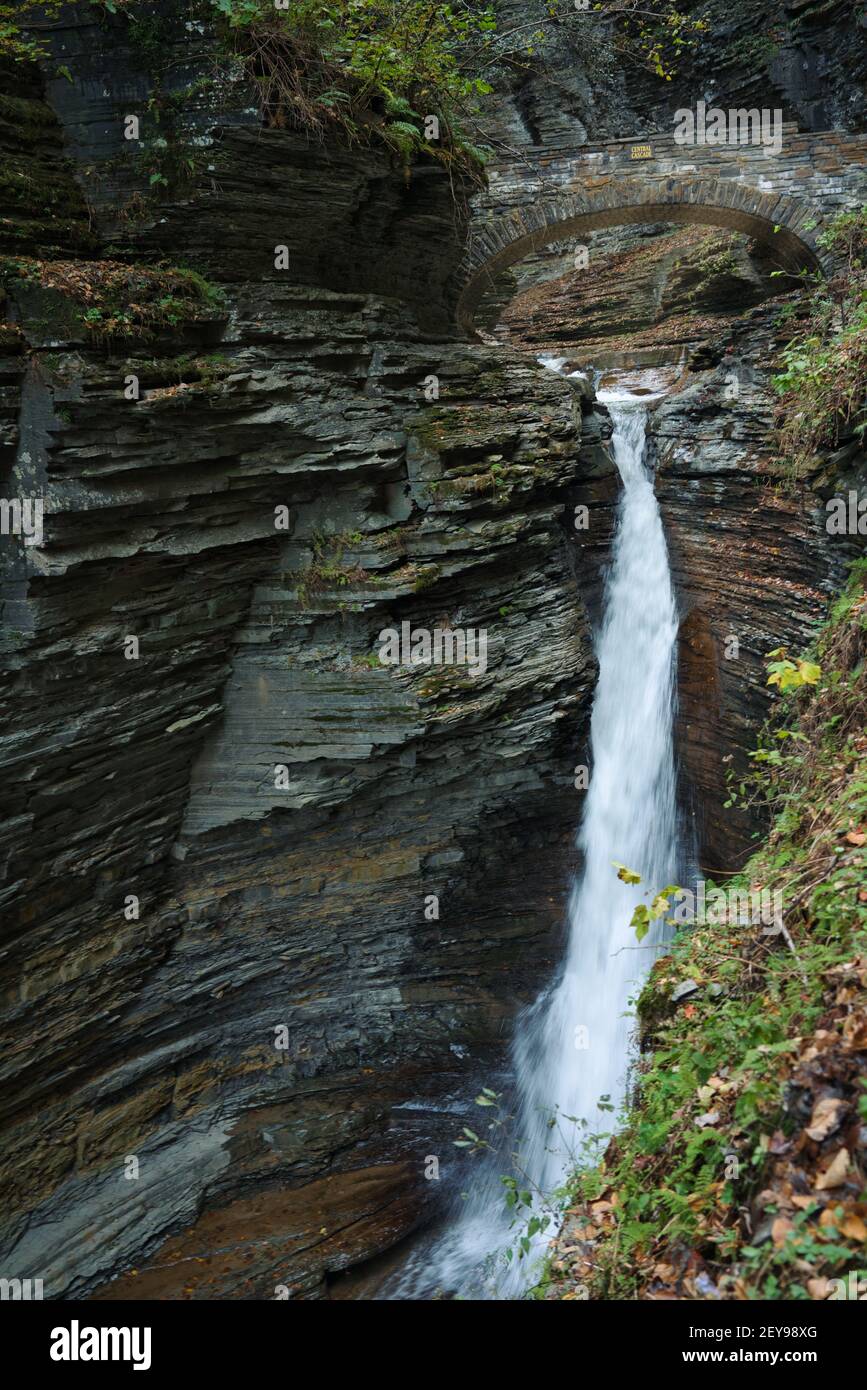 Photo of the falls at the the Watkins glen national park in NY Stock Photo