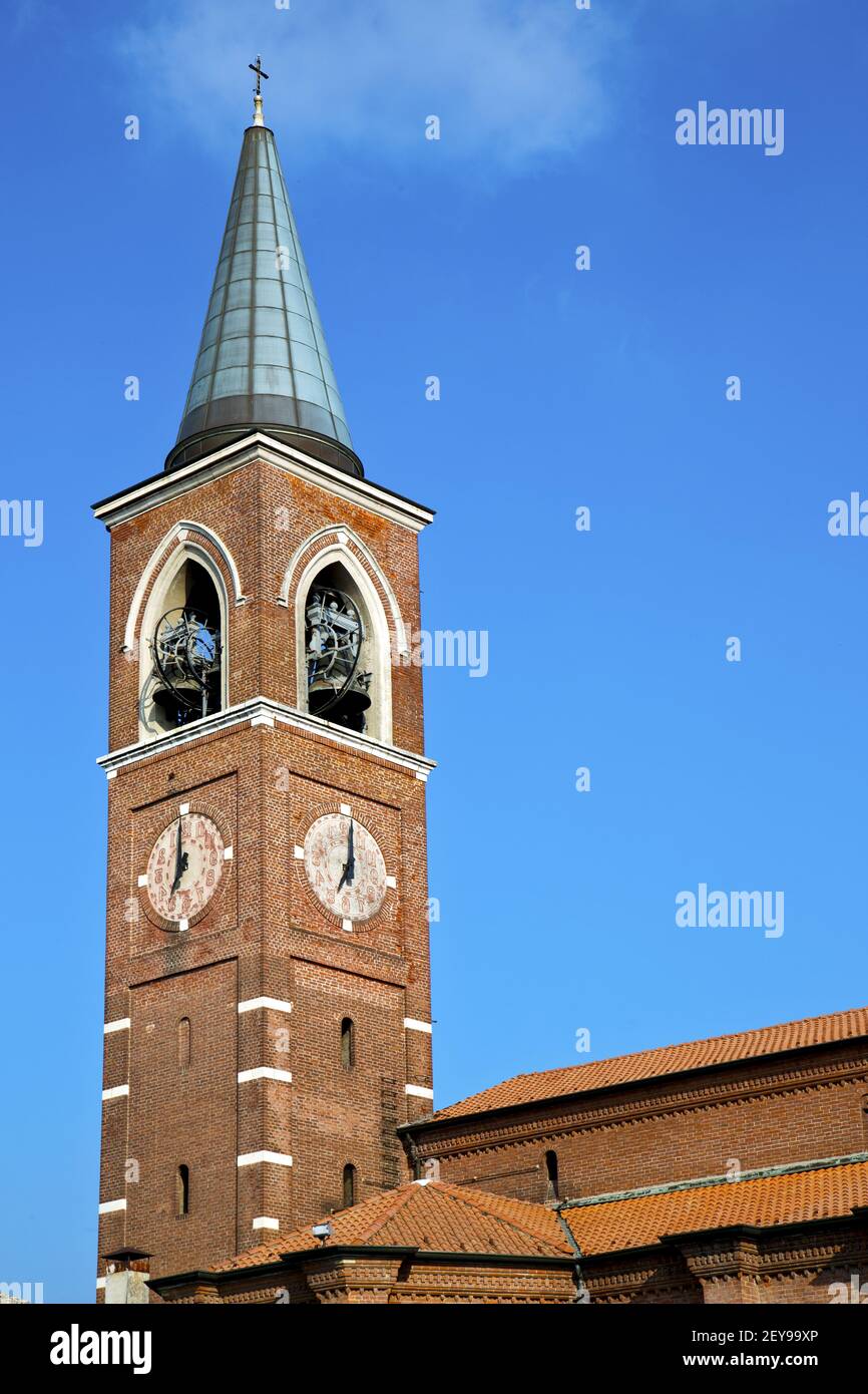 Varano borghi old  in  italy   the   wall  and church tower  sunny day Stock Photo