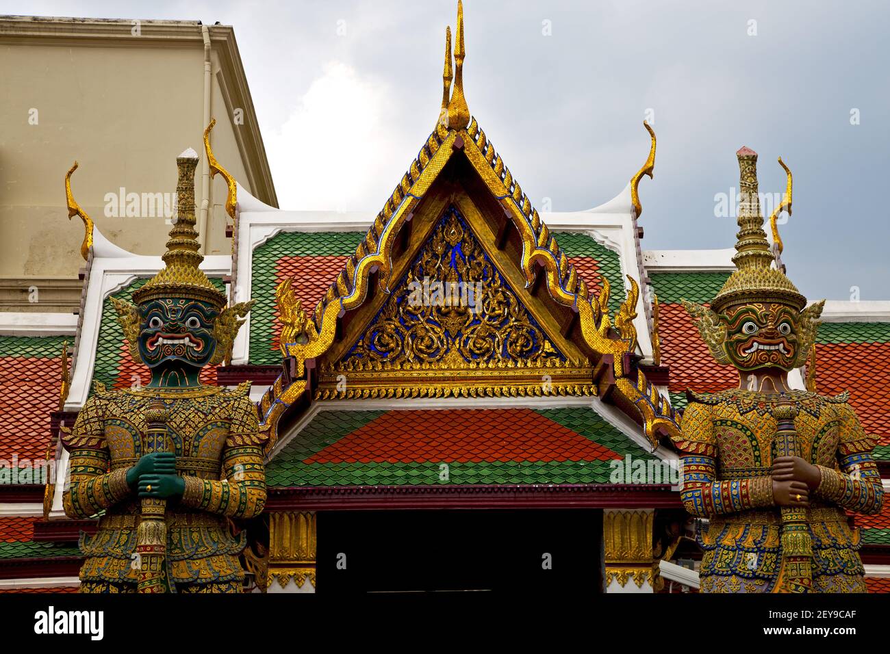 Thailand asia bangkok rain temple abstract demon warrior mosaic Stock ...