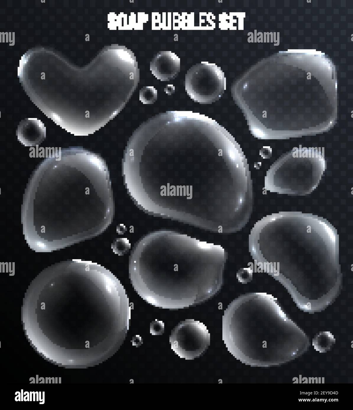 Soap bubbles realistic set isolated on transparent background vector illustration Stock Vector