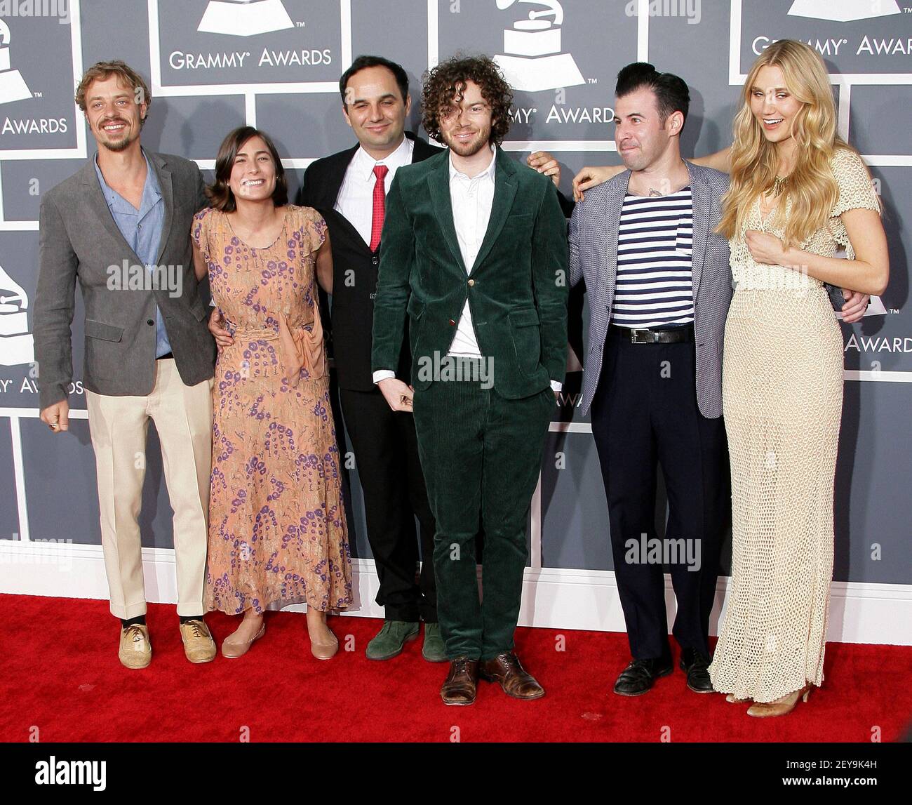 10 2013 - Los Angeles, California - Orpheo McCord, Jade Castrinos, Alex Ebert and Nora Kirkpatrick of Edward Sharpe and The Magnetic Zeros. The 55th GRAMMY held at STAPLES