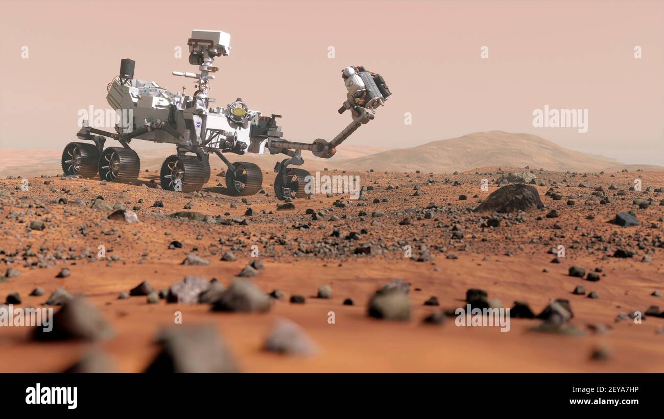 Perseverance Rover on Mars Stock Photo