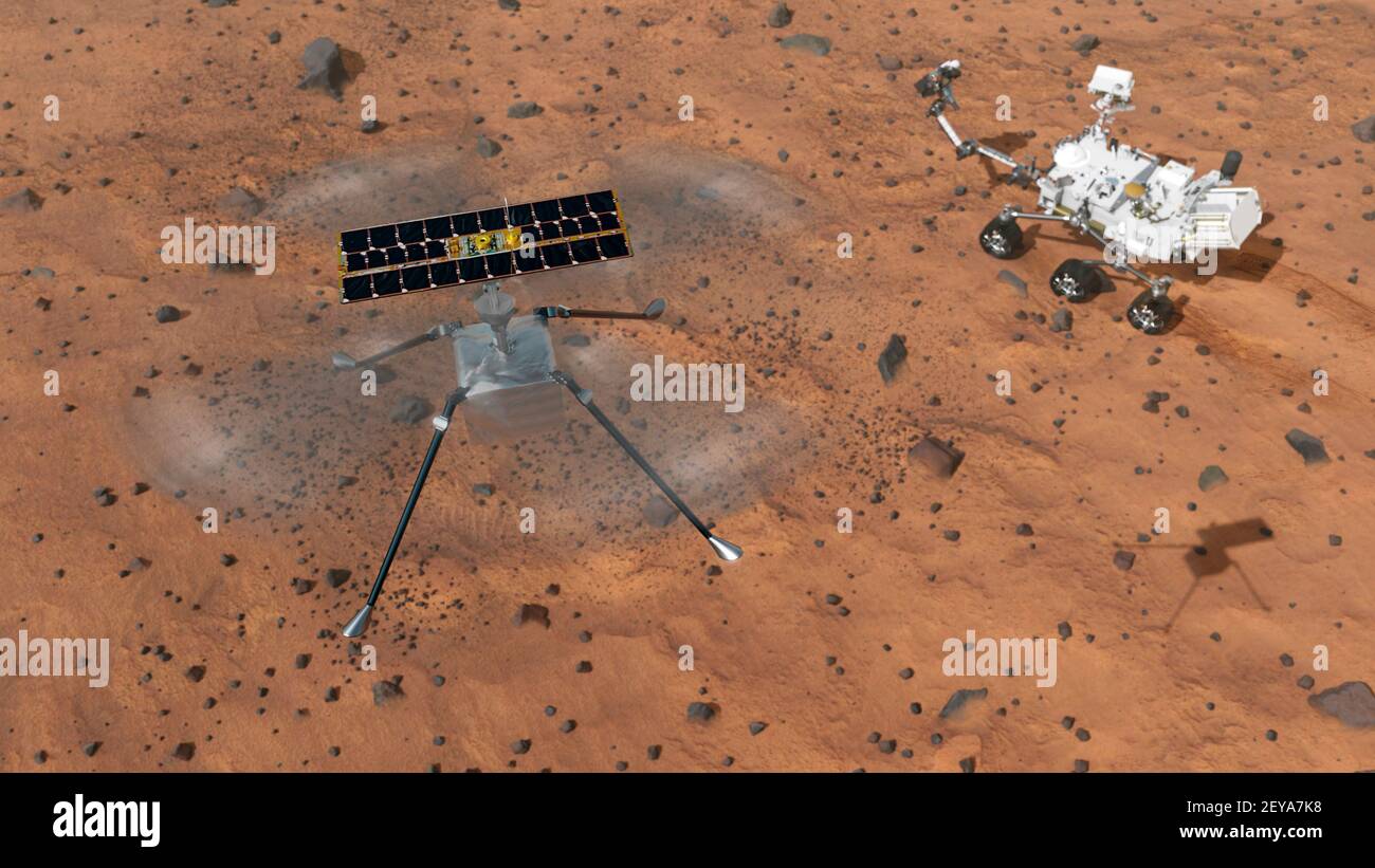 Ingenuity Rotorcraft on Mars Stock Photo