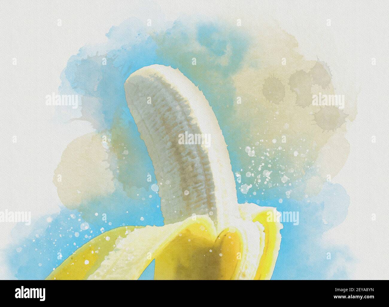 Peeled banana, illustration Stock Photo