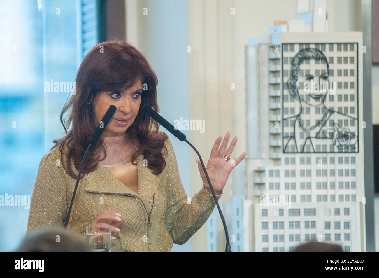 Argentina's Vice President, Cristina Fernandez seen during a press conference in the Presidential Palace. Stock Photo