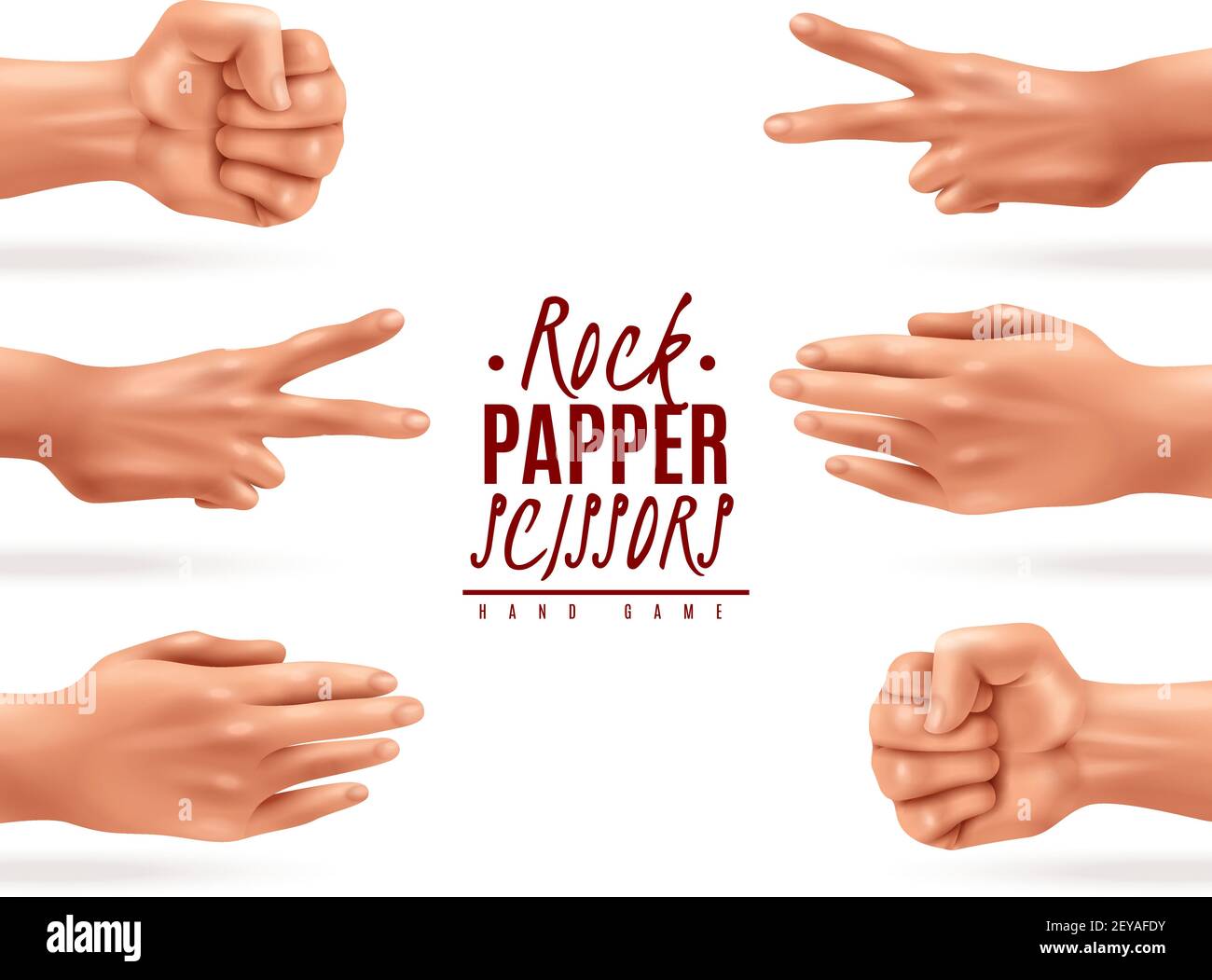 Realistic background with rock paper scissors hand game process isolated  vector illustration Stock Vector Image & Art - Alamy