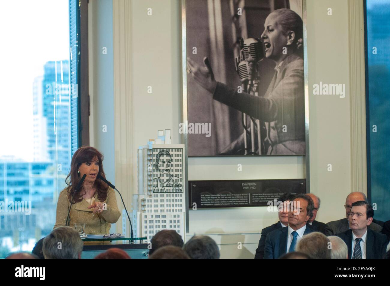 Firmat, Santa Fe, Argentina. 5th Aug, 2015. Argentina's Vice President, Cristina Fernandez seen during a press conference in the Presidential Palace. Credit: Patricio Murphy/SOPA Images/ZUMA Wire/Alamy Live News Stock Photo