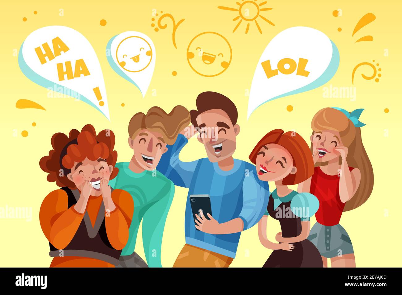 Group of people watching funny video and laughing cartoon vector  illustration Stock Vector Image & Art - Alamy