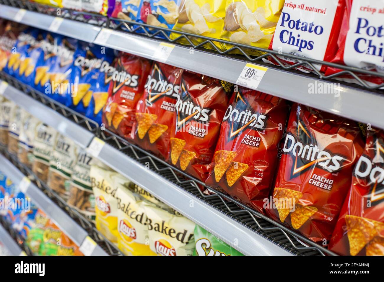 Utz Display Lay's, Utz and Doritos chips on display in the section of the new ...