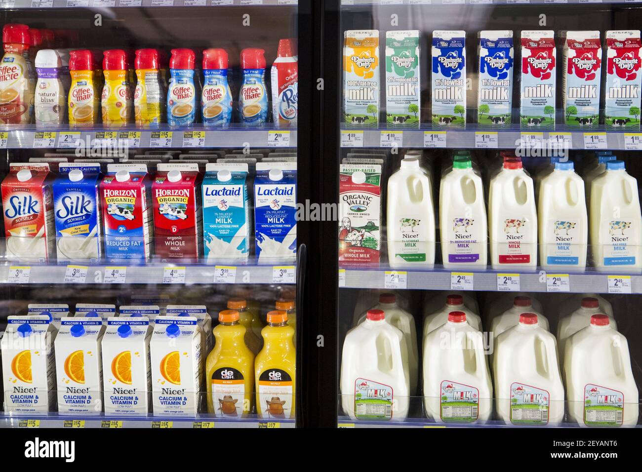 Milk and other dairy products on display in the new Walgreens Well