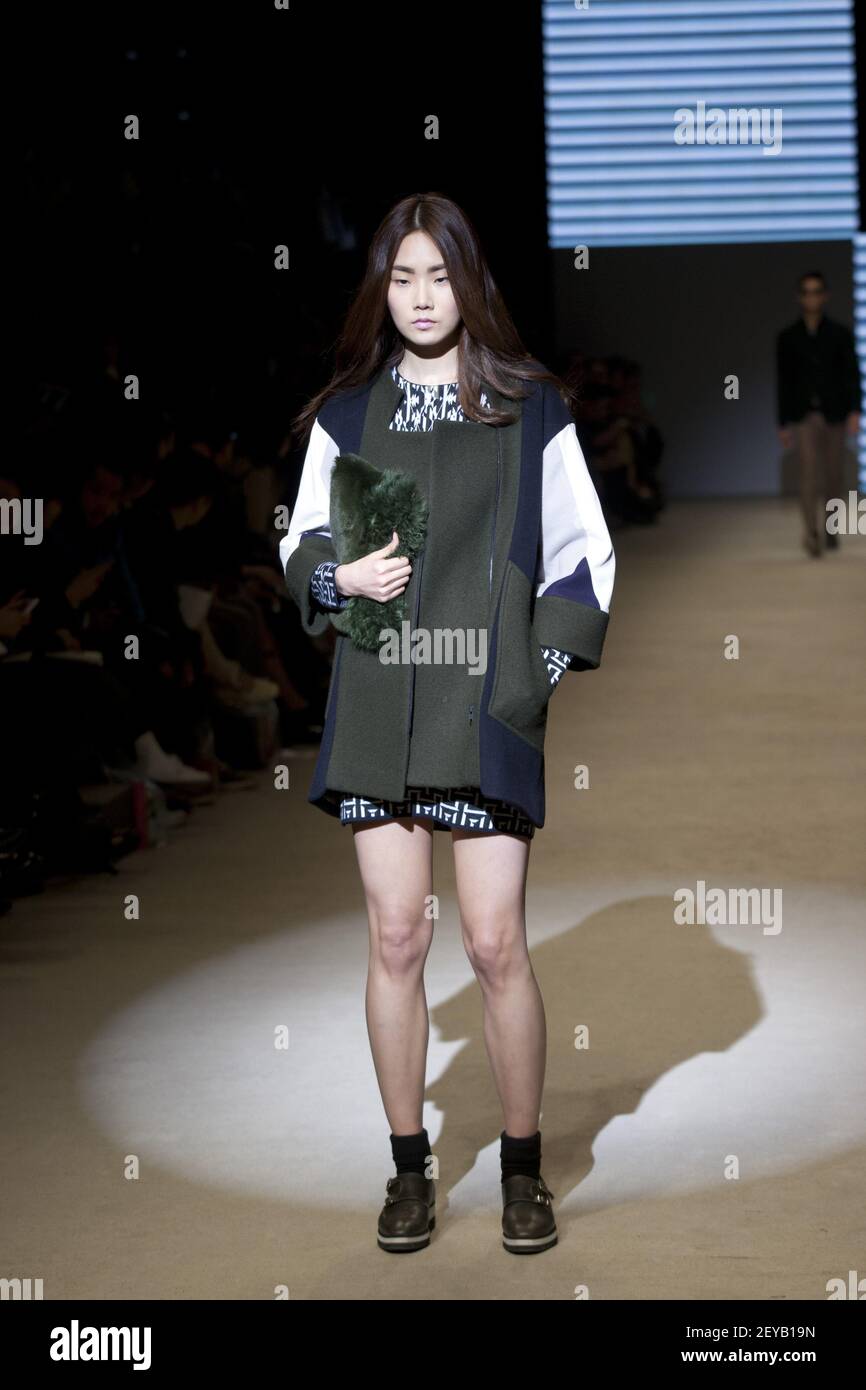 A model wears a creation by South Korean designer Hye Jin Hong during a ...