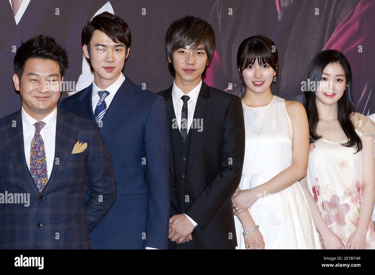 2 April 13 Seoul South Korea L To R South Korean Actor Cho Seong Ha Yoo Yeon Seok Lee Seung Gi Suzy Members Of K Pop Girl Group Miss A Actress Lee Yoo Bi And