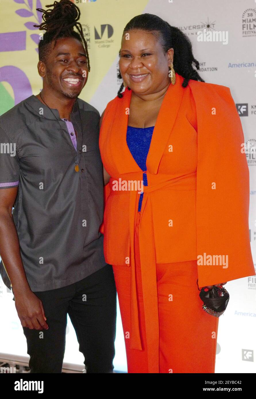 Miami, United States. 05th Mar, 2021. (L-R) Director Edson Jean and Kerline Alce walk the red carpet at the Miami Dade College's 38th Annual Miami Film Festival Opening Night and World Premiere of LUDI at the Silverspot Cinema in Miami, Florida, Friday, March 5, 2021. Photo by Gary I Rothstein/UPI Credit: UPI/Alamy Live News Stock Photo
