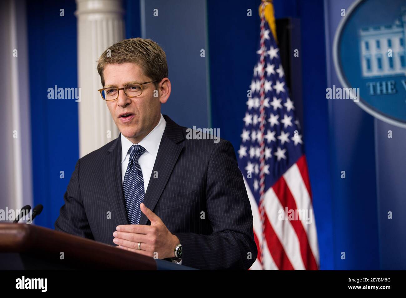 White House press secretary Jay Carney speaks to the media during the ...