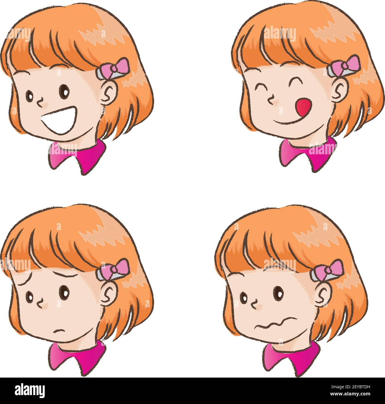 vector cartoon gold hair girl emoji face sticker set Stock Vector Image ...