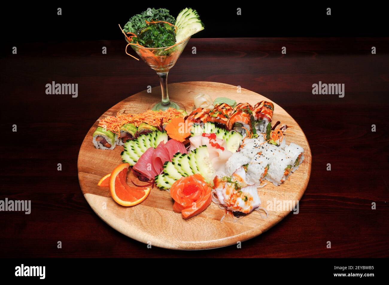 Traditional and authentic Japanese cusine know as a Sushi Roll Stock Photo