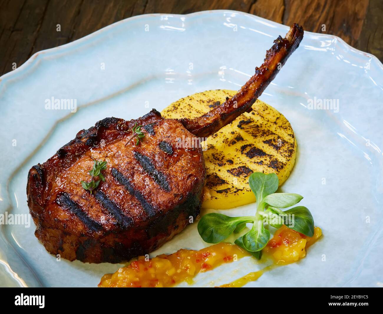 Dry Aged Barbecue Tomahawk Steak Stock Photo Alamy