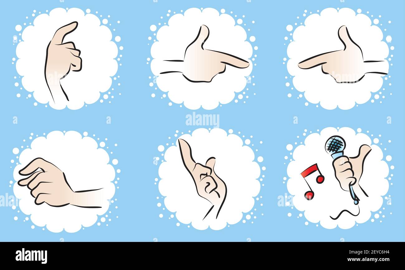 Vector Drawing Hands Action Emoji Stickers Set Stock Vector Image And Art