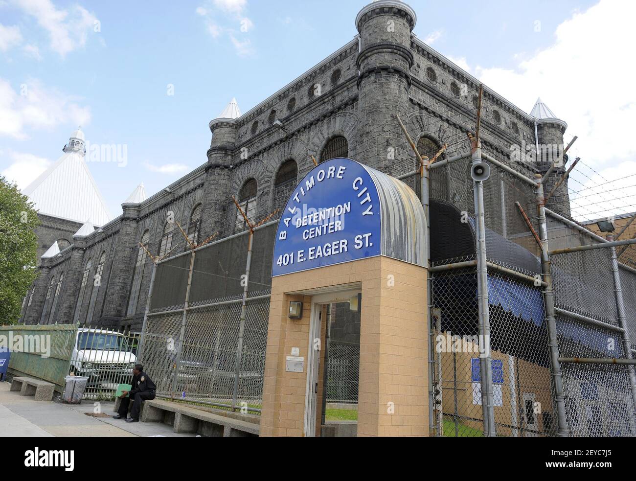The entrance of the Baltimore City Detention Center on E. Eager Street