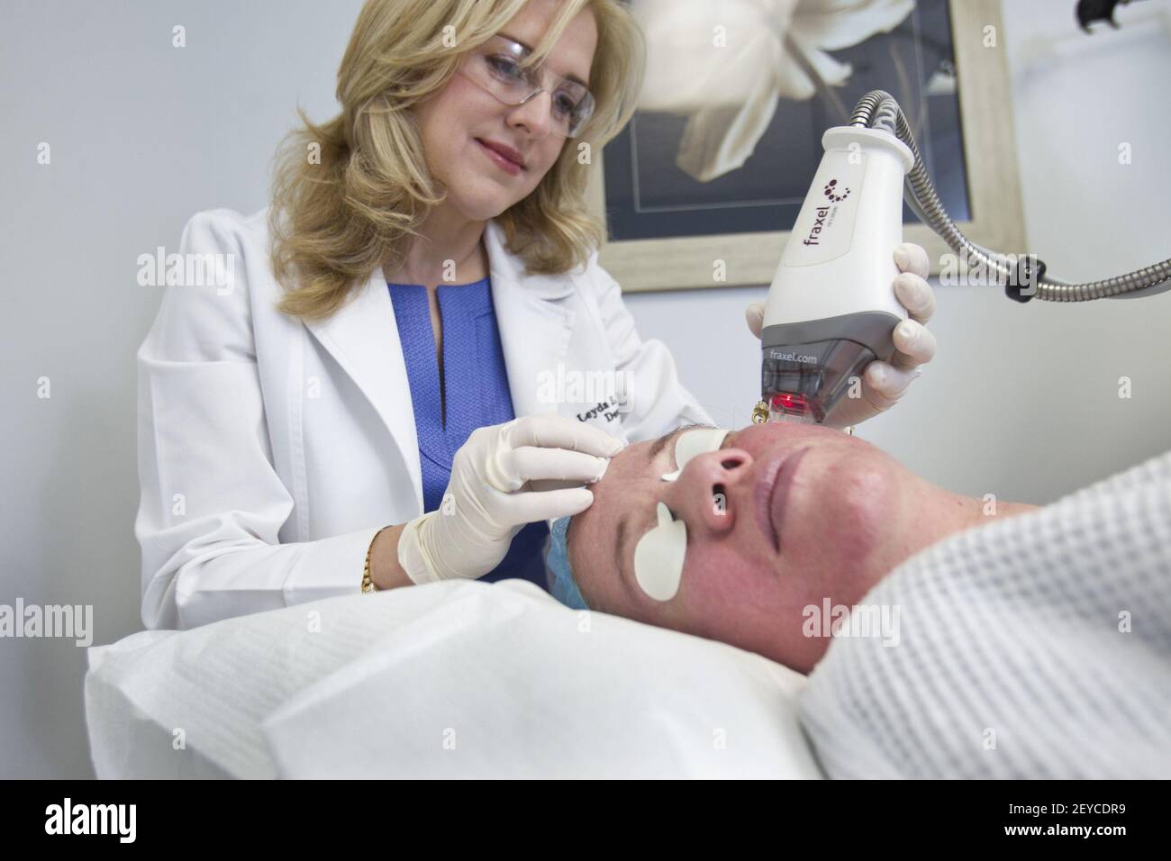 Dr. Leyda E. Bowens performs a Fraxel Laser treatment for wrinkles and