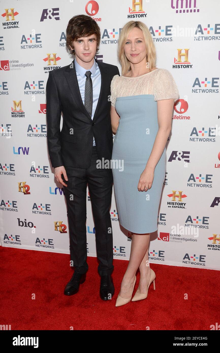 (L-R) Freddie Highmore and Vera Farmiga attend the A+E Networks 2013