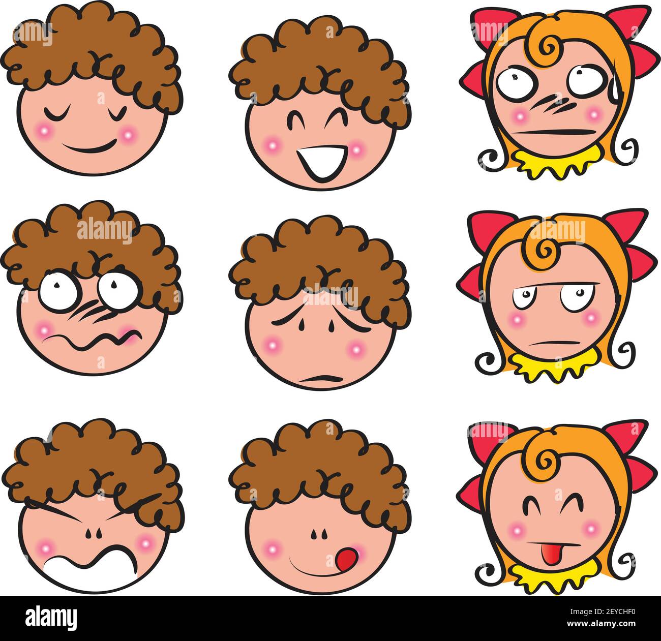 Vector cartoon boy and girl emoji set Stock Vector Image & Art - Alamy