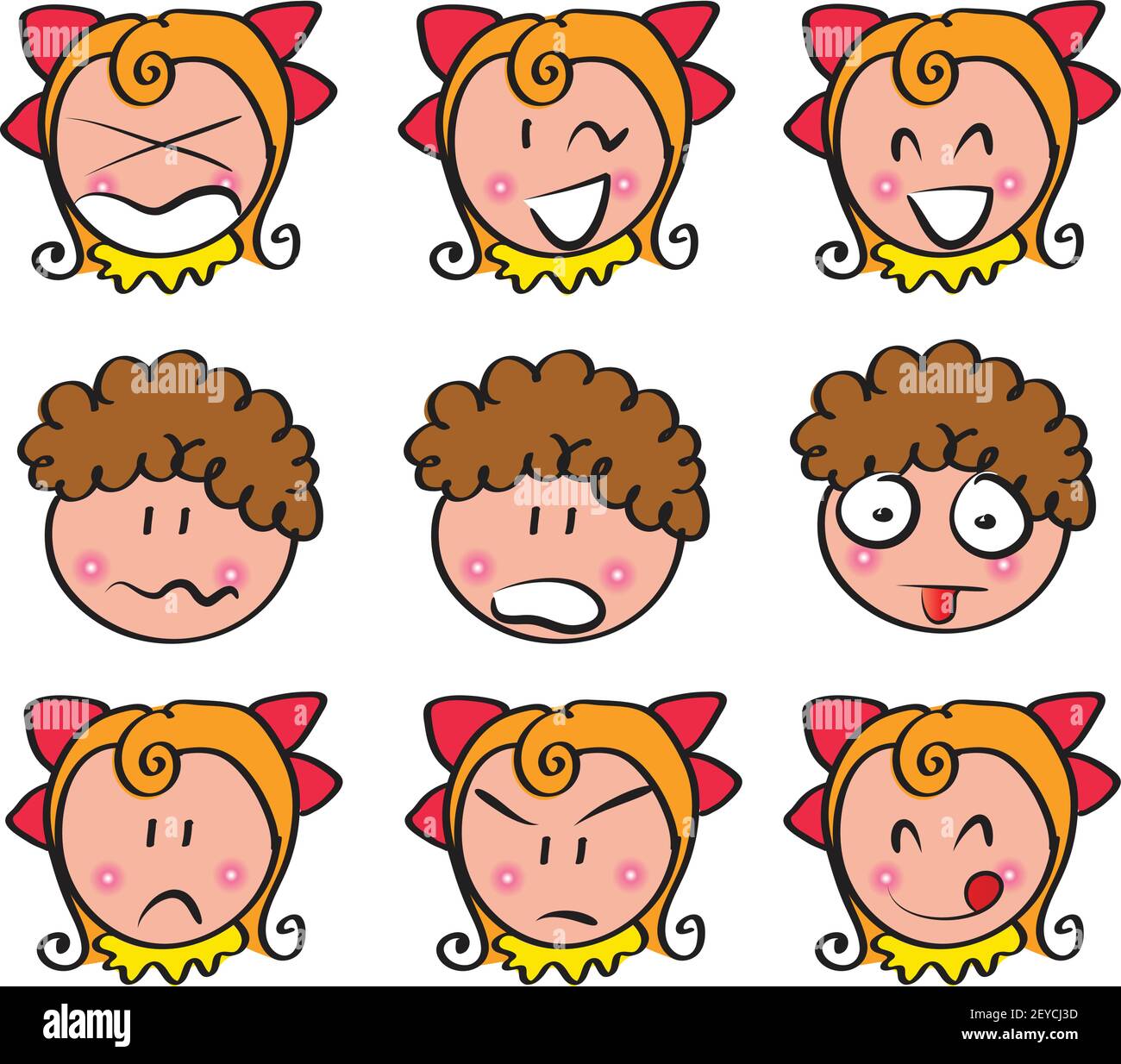 Vector cartoon boy and girl emoji set Stock Vector Image & Art - Alamy