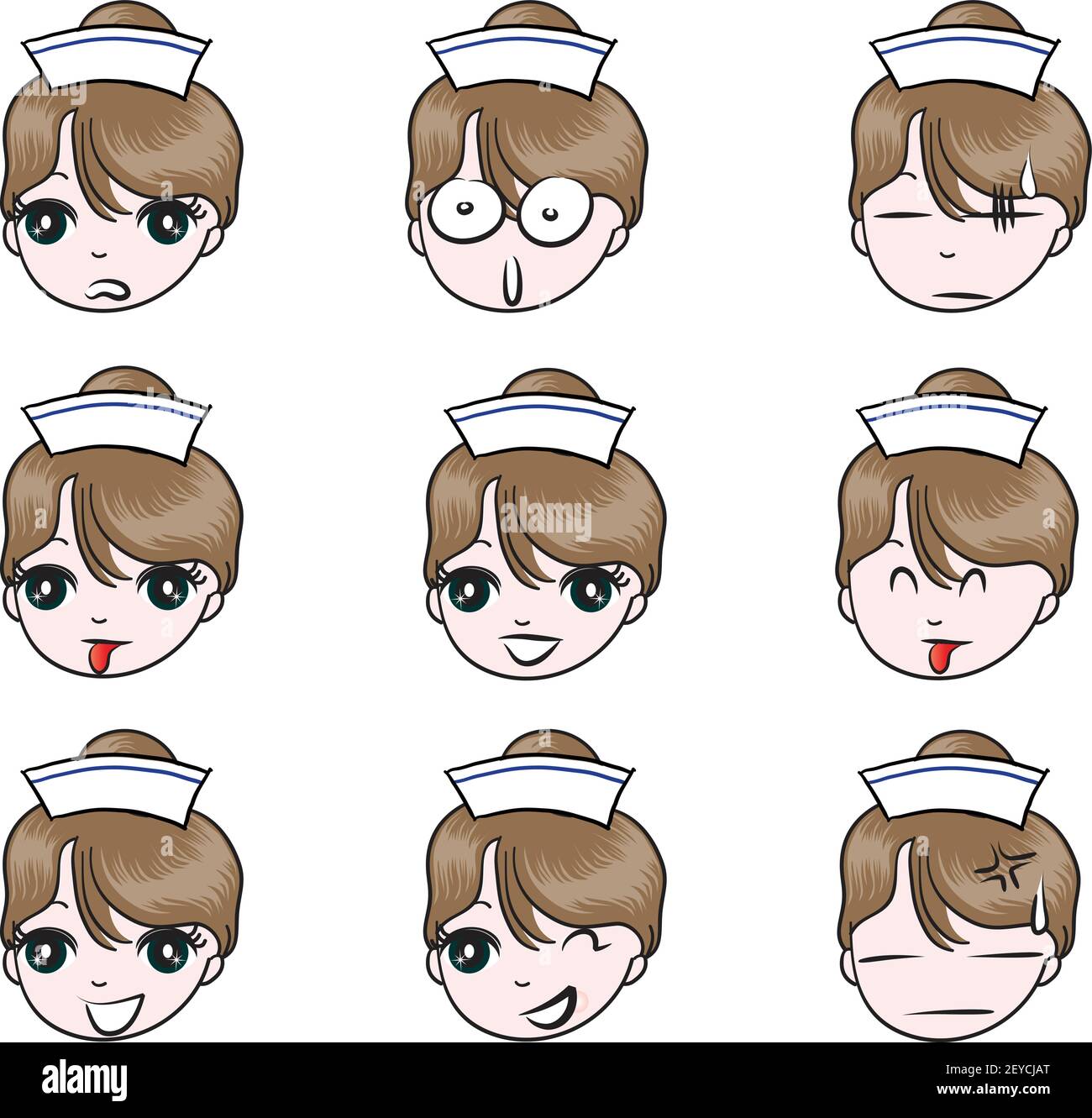 Vector cartoon beautiful nurse emoji set Stock Vector Image &amp; Art - Alamy