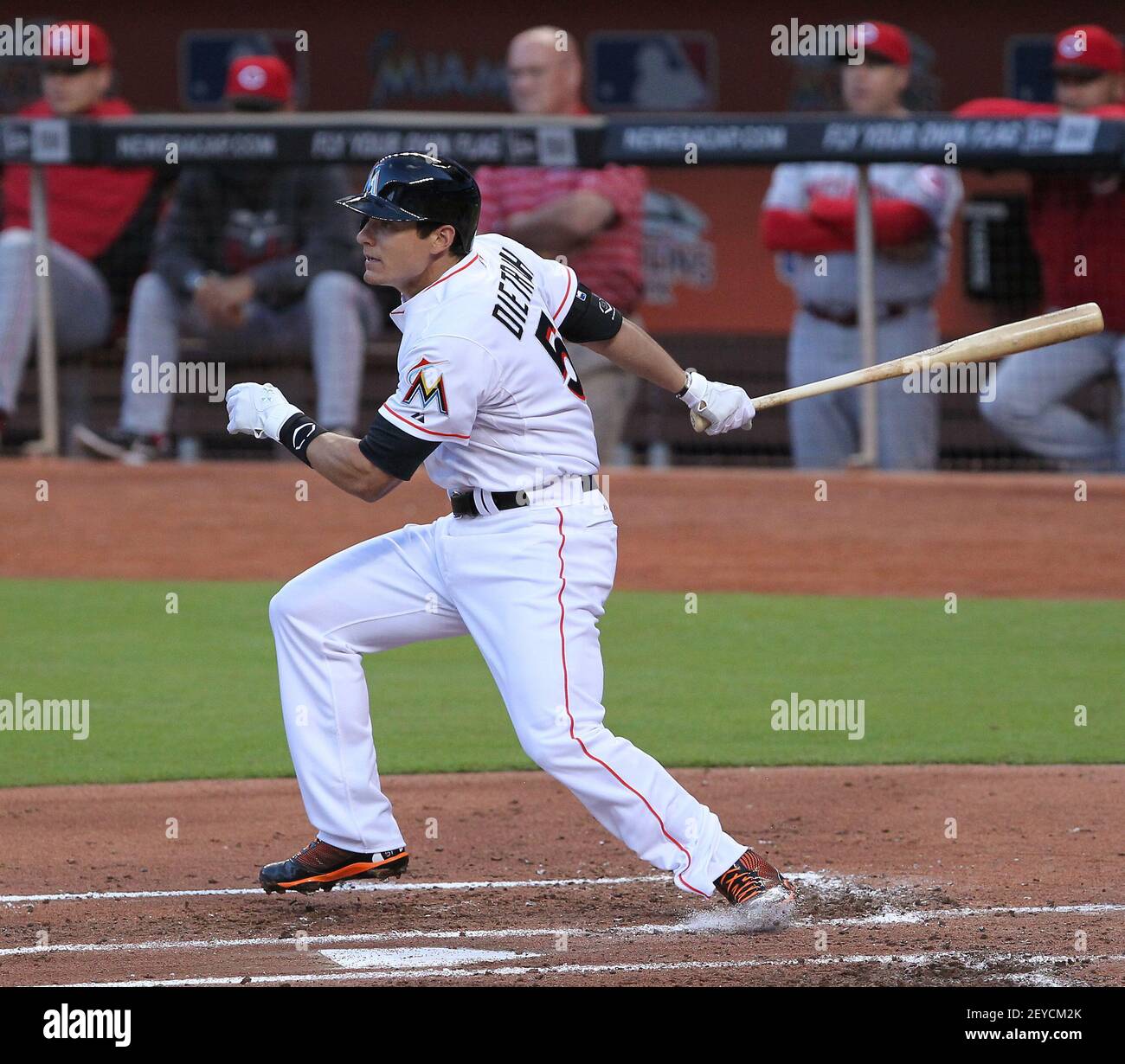 Cincinnati Reds' Derek Dietrich reacts in a baseball game against the  Houston Astros, Wednesday, June 19, 2019, in Cincinnati. The Reds won 3-2.  (AP Photo/Aaron Doster Stock Photo - Alamy