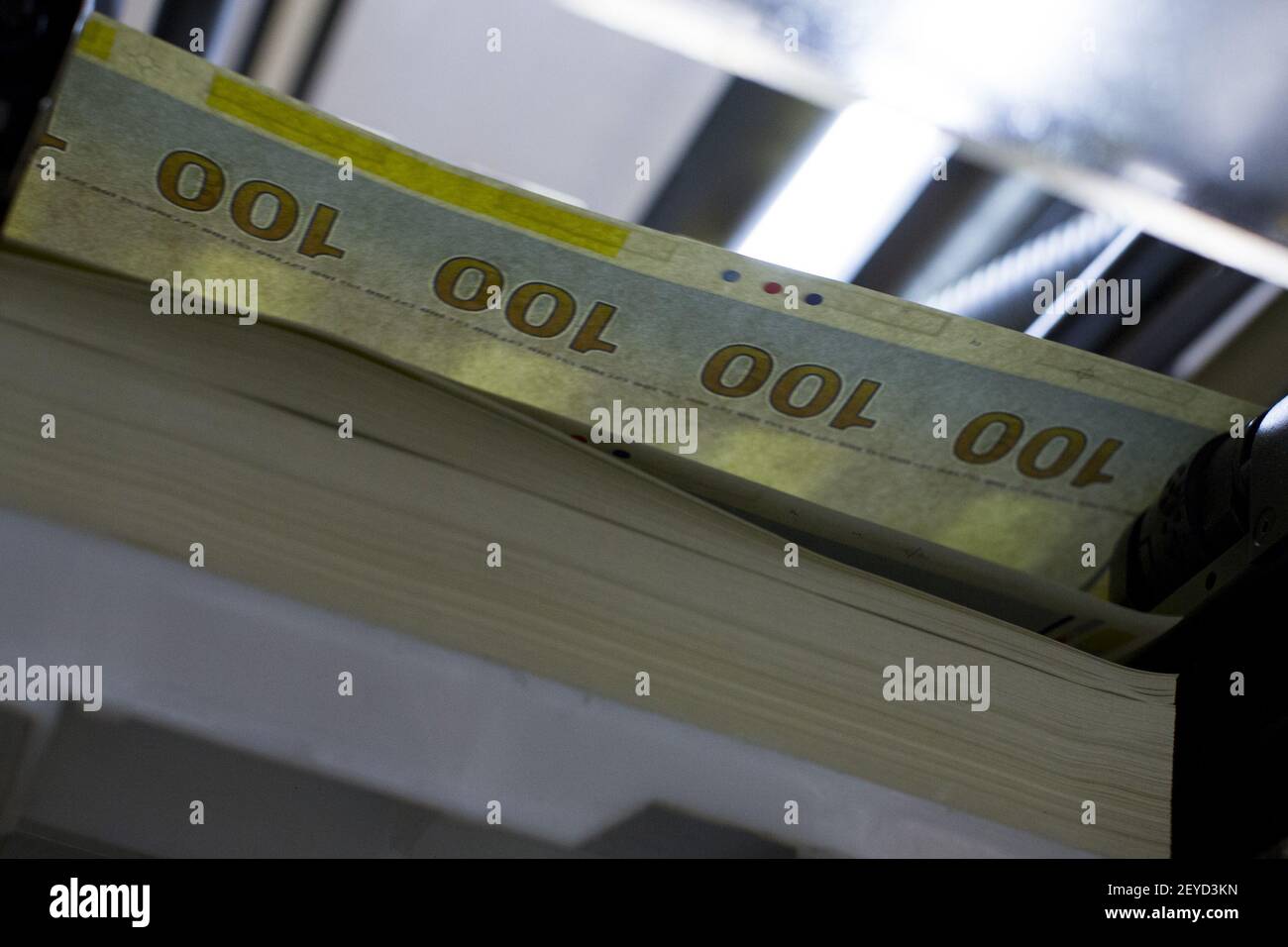 The newly redesigned $100 bill being printed at the Bureau of Engraving ...