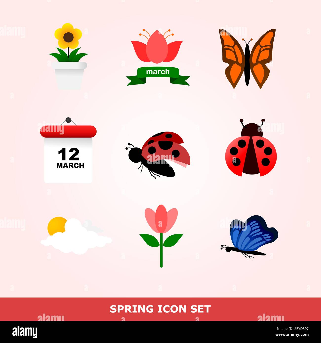 spring icon set vector Stock Vector Image & Art - Alamy