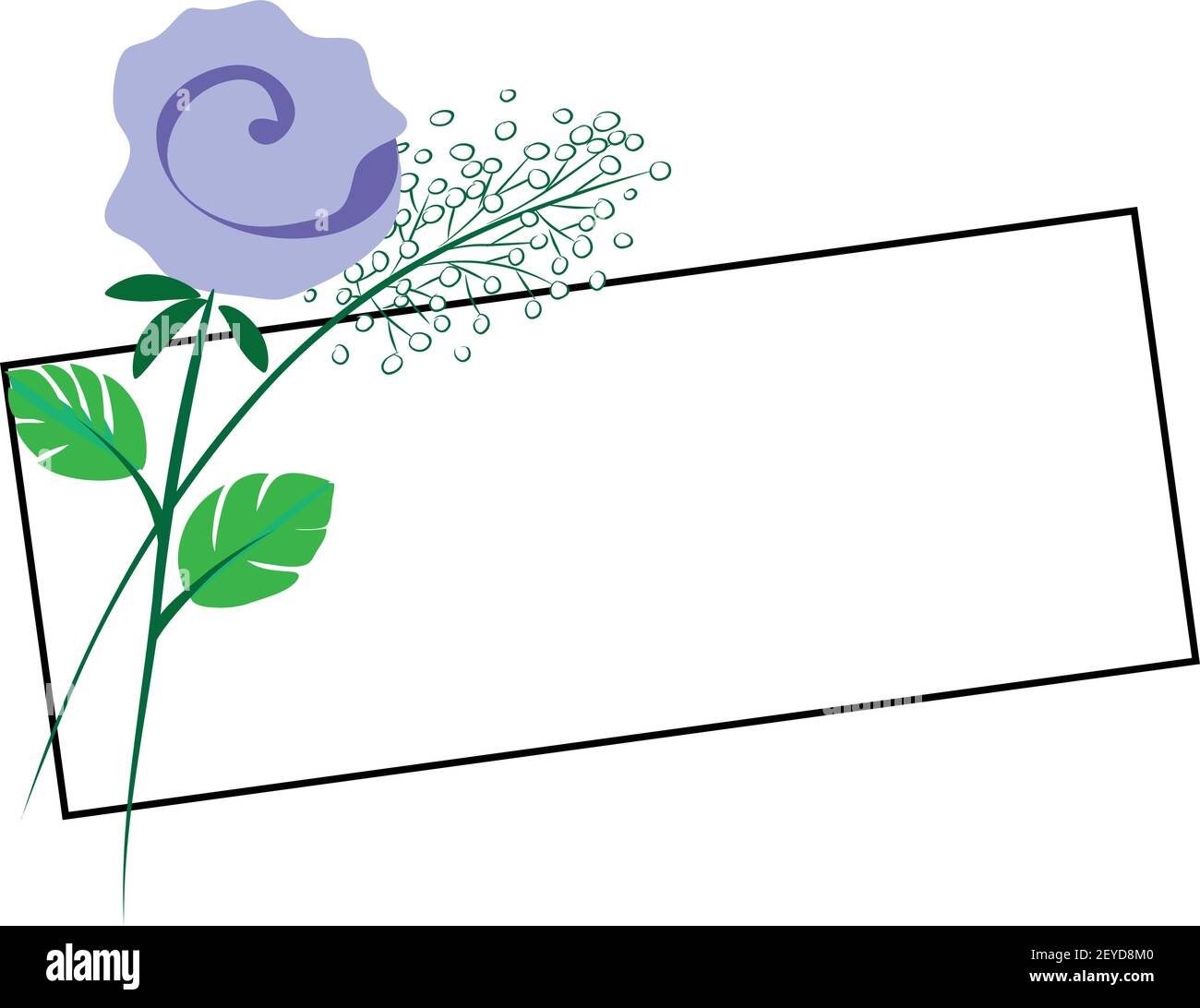 vector drawing art rose flower with card border frame background Stock ...