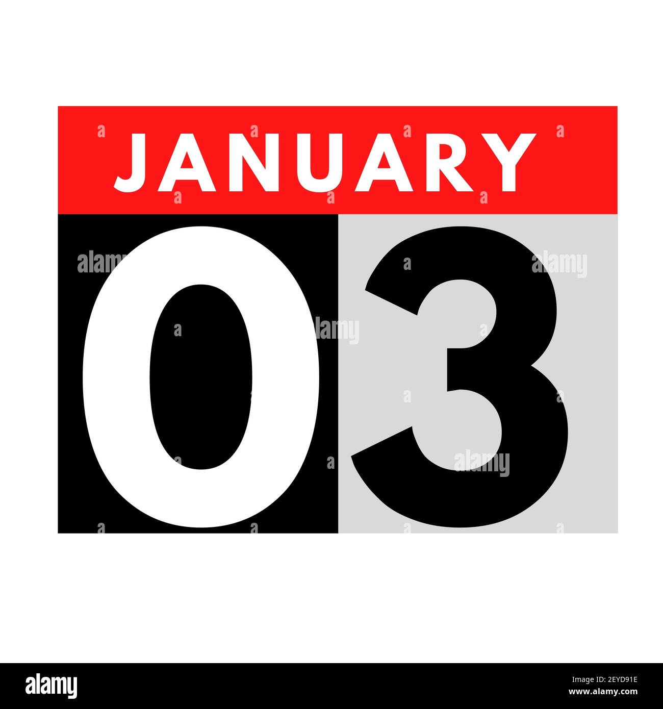 January 3 . flat daily calendar icon .date ,day, month .calendar for ...
