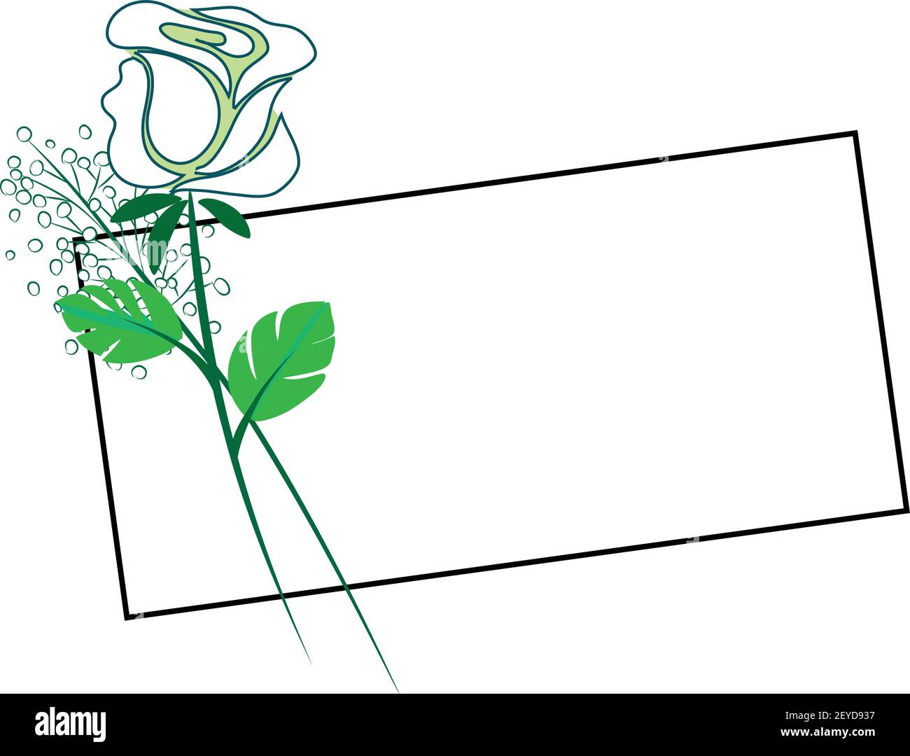 vector drawing art rose flower with card border frame background Stock ...