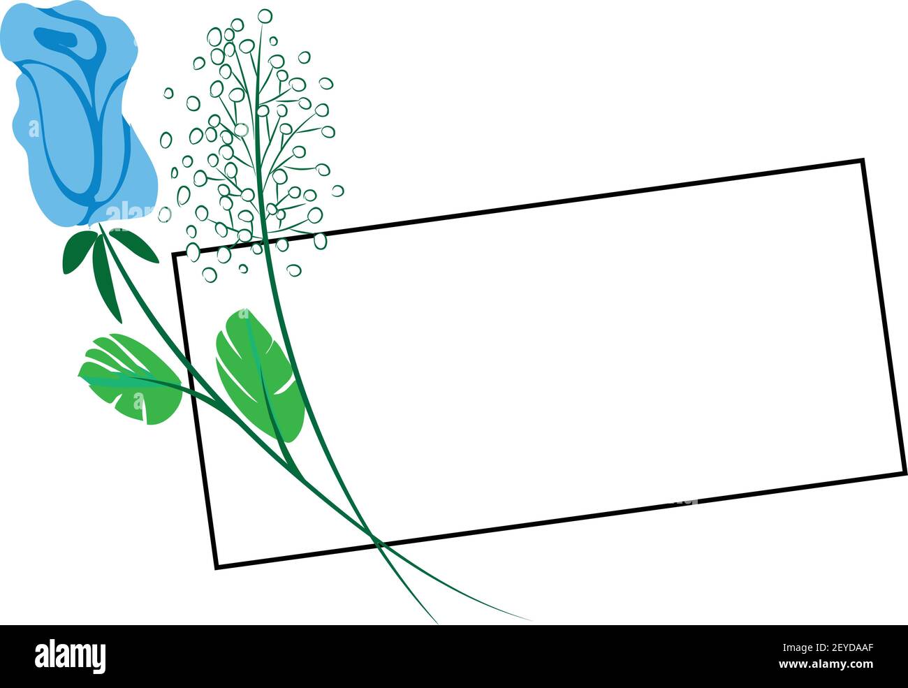 vector drawing art rose flower with card border frame background Stock ...