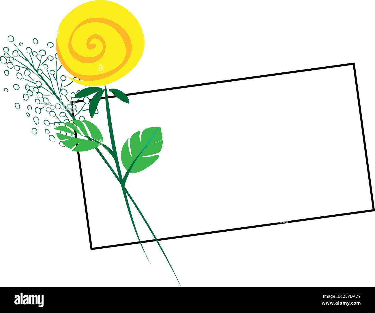 vector drawing art rose flower with card border frame background Stock ...