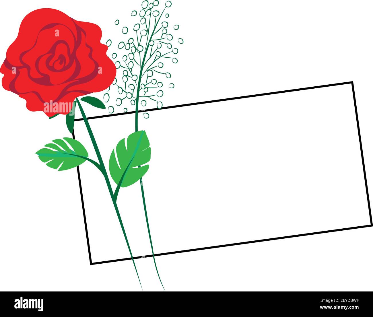 vector drawing art rose flower with card border frame background Stock ...