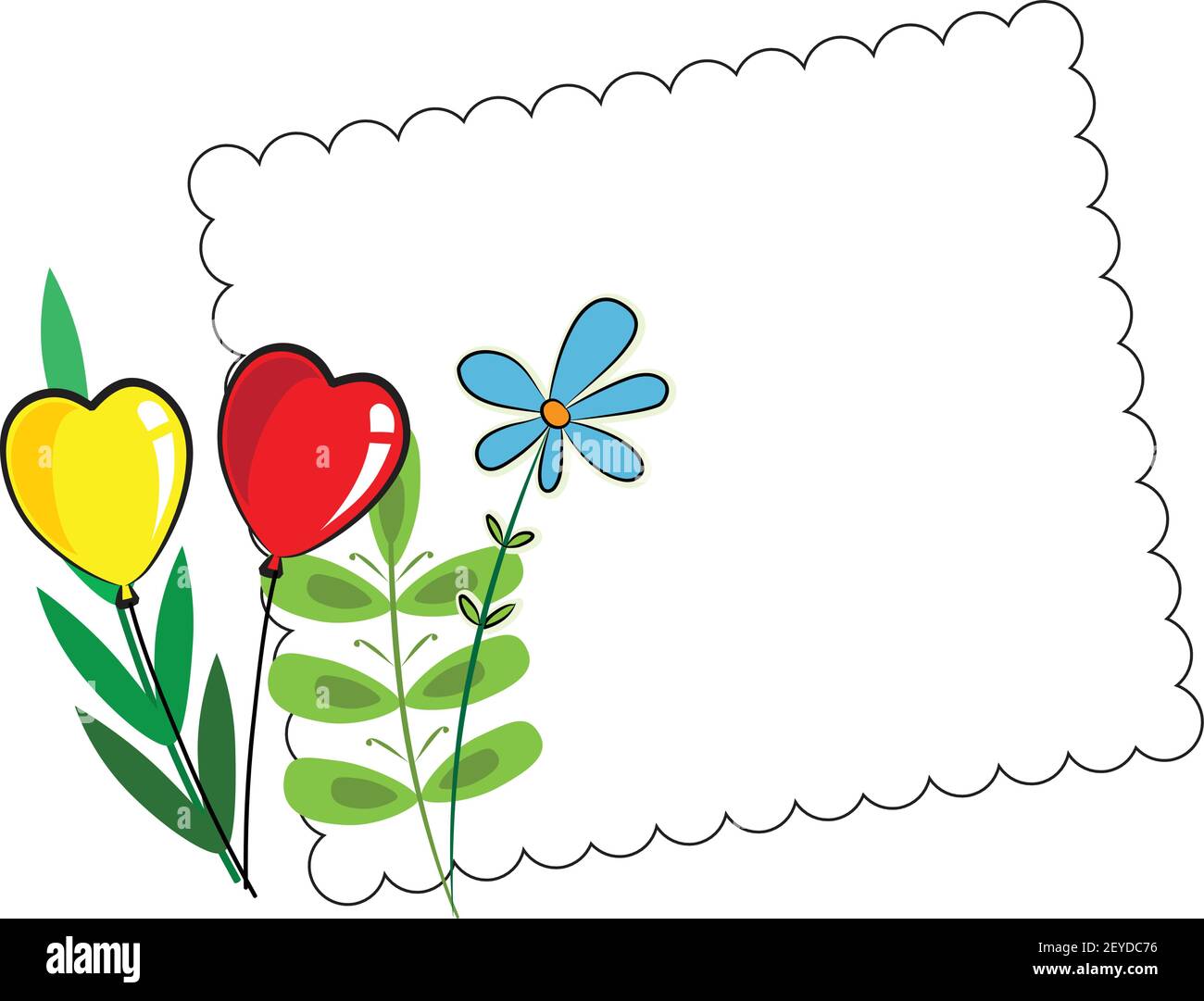 vector drawing art flower with card border frame background Stock ...
