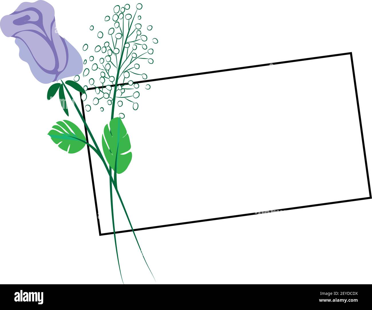 vector drawing art rose flower with card border frame background Stock ...