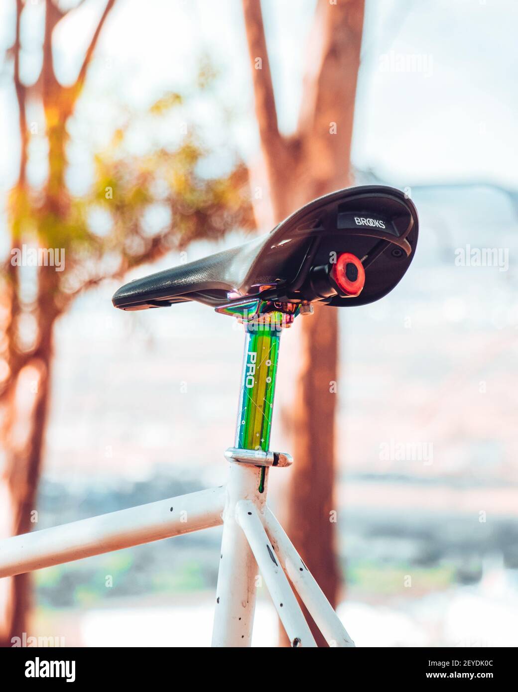 MORELIA, MEXICO - Jan 21, 2021: Asiento Brooks de bicicleta Single Speed en  Morelia Michoacan Stock Photo - Alamy
