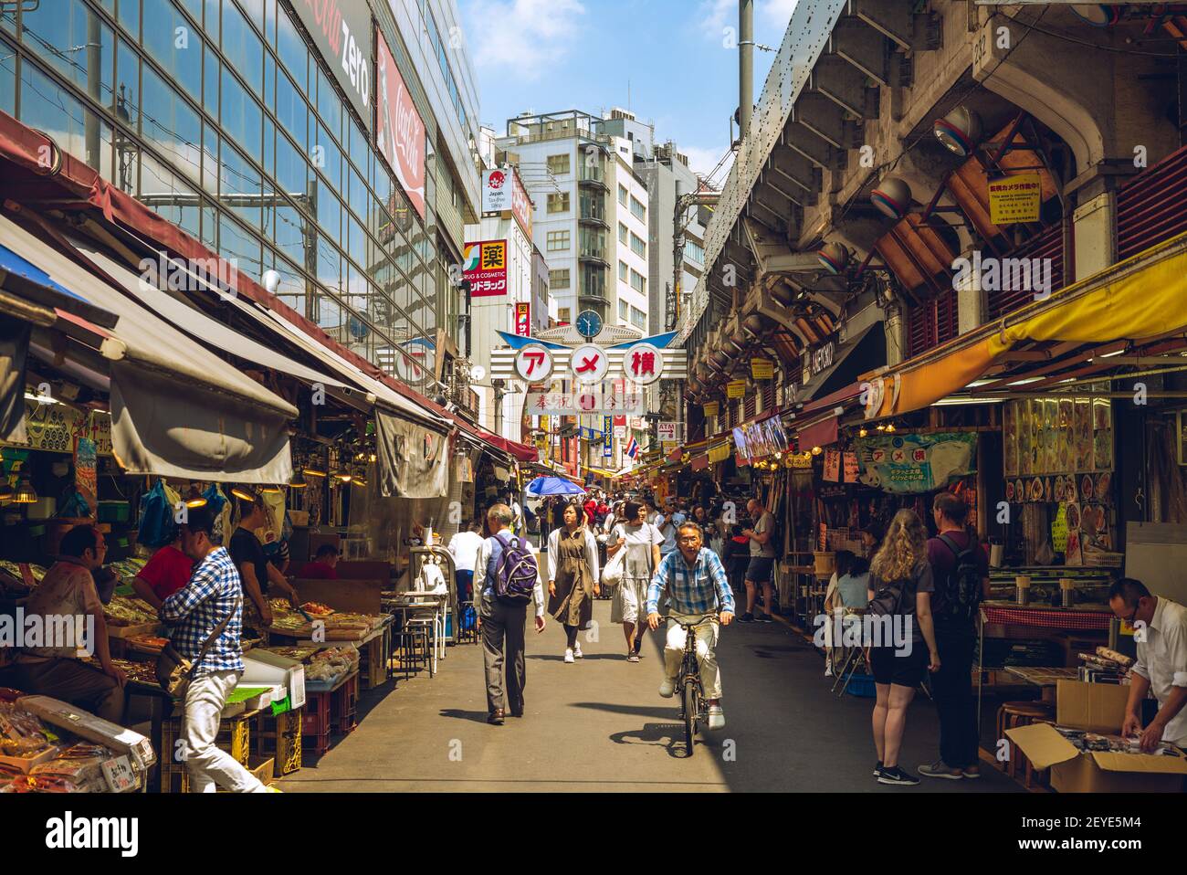 June 13, 2019: Ameya Yokocho, or Ameyoko, is a famous shopping arcade at tokyo, japan, filled with around 400 shops. the street was the site of a blac Stock Photo