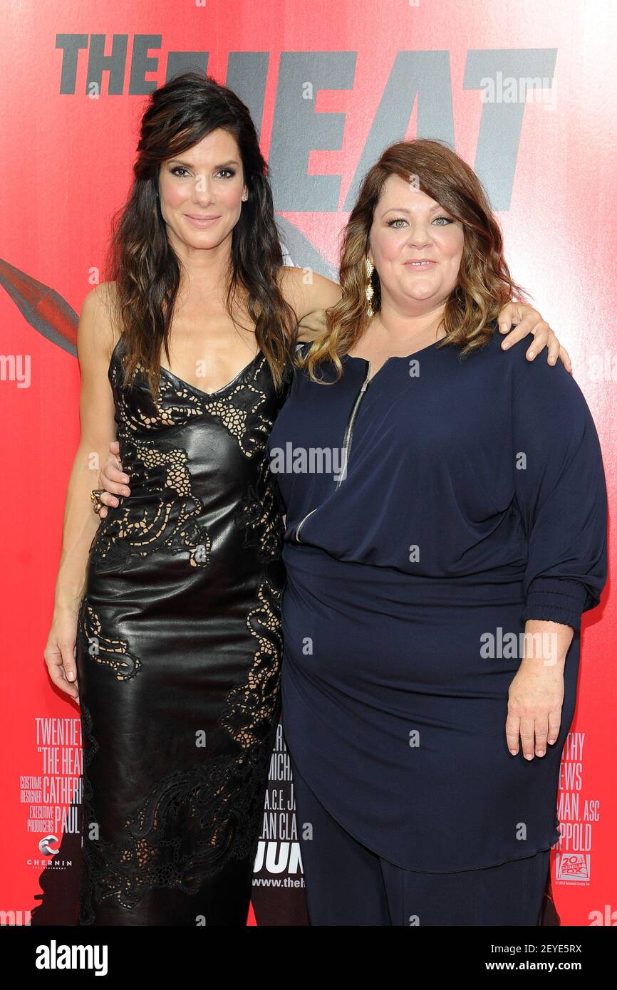 (L-R) Sandra Bullock and Melissa McCarthy attend 'The Heat' New York Premiere at Ziegfeld Theatre in New York, NY, on June 23, 2013. (Photo by Anthony Behar/Sipa USA) Stock Photo
