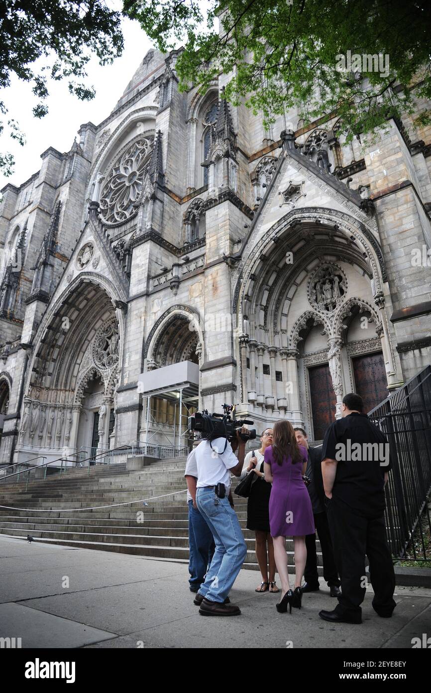 Media Reporters Interview Members Of The Public Outside The Cathedral Church Of Saint John The Devine Where The Public Funeral For Actor James Gandolfini Is To Be Hold On The Upper West