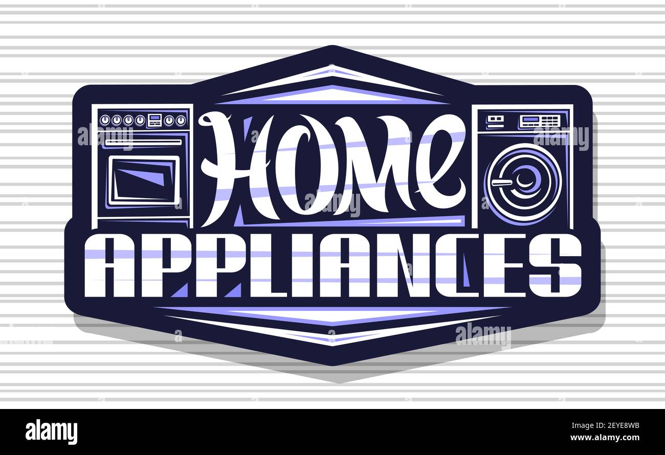 Vector logo for Home Appliances, dark decorative sign board with