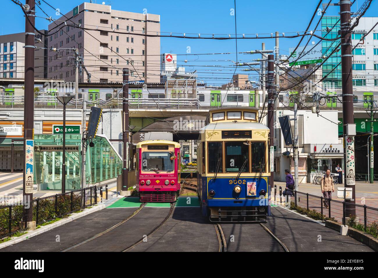 April 1, 2018: The Toden Arakawa Line, branded as the Tokyo Sakura Tram, is a hybrid light rail or tram line in Tokyo, Japan, operated by the Tokyo Me Stock Photo